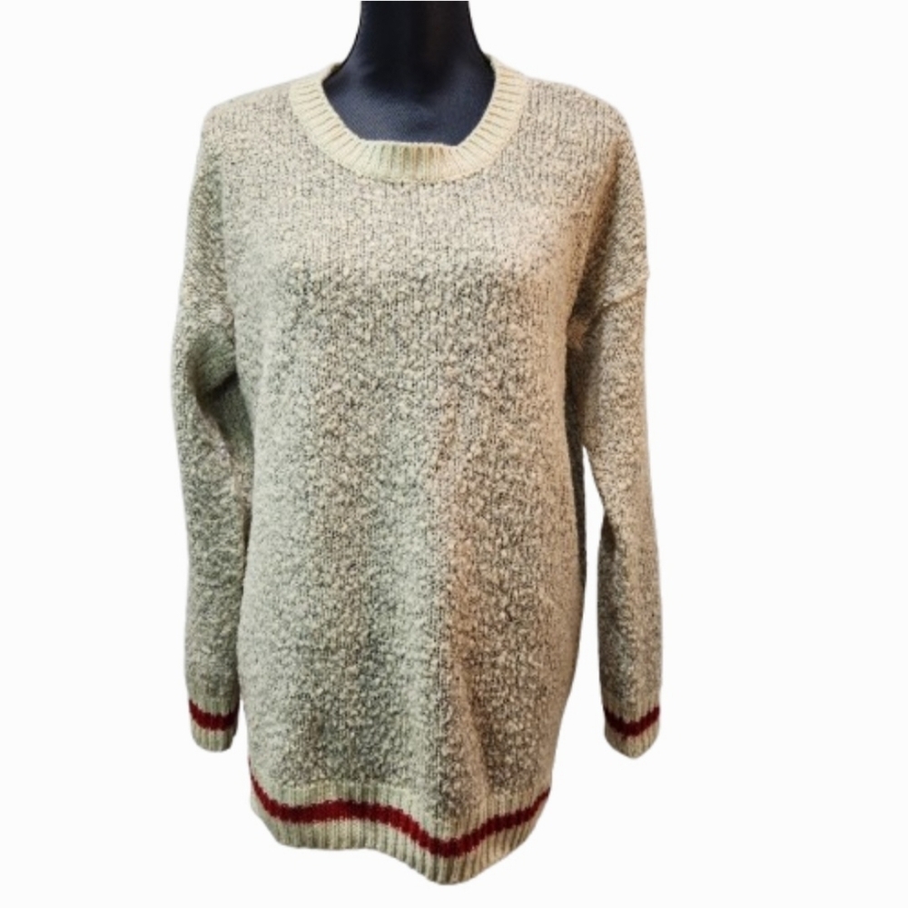 Cabin Stripe Chenille Oatmeal Heather BLUENOTES Knit Sweater (XL)